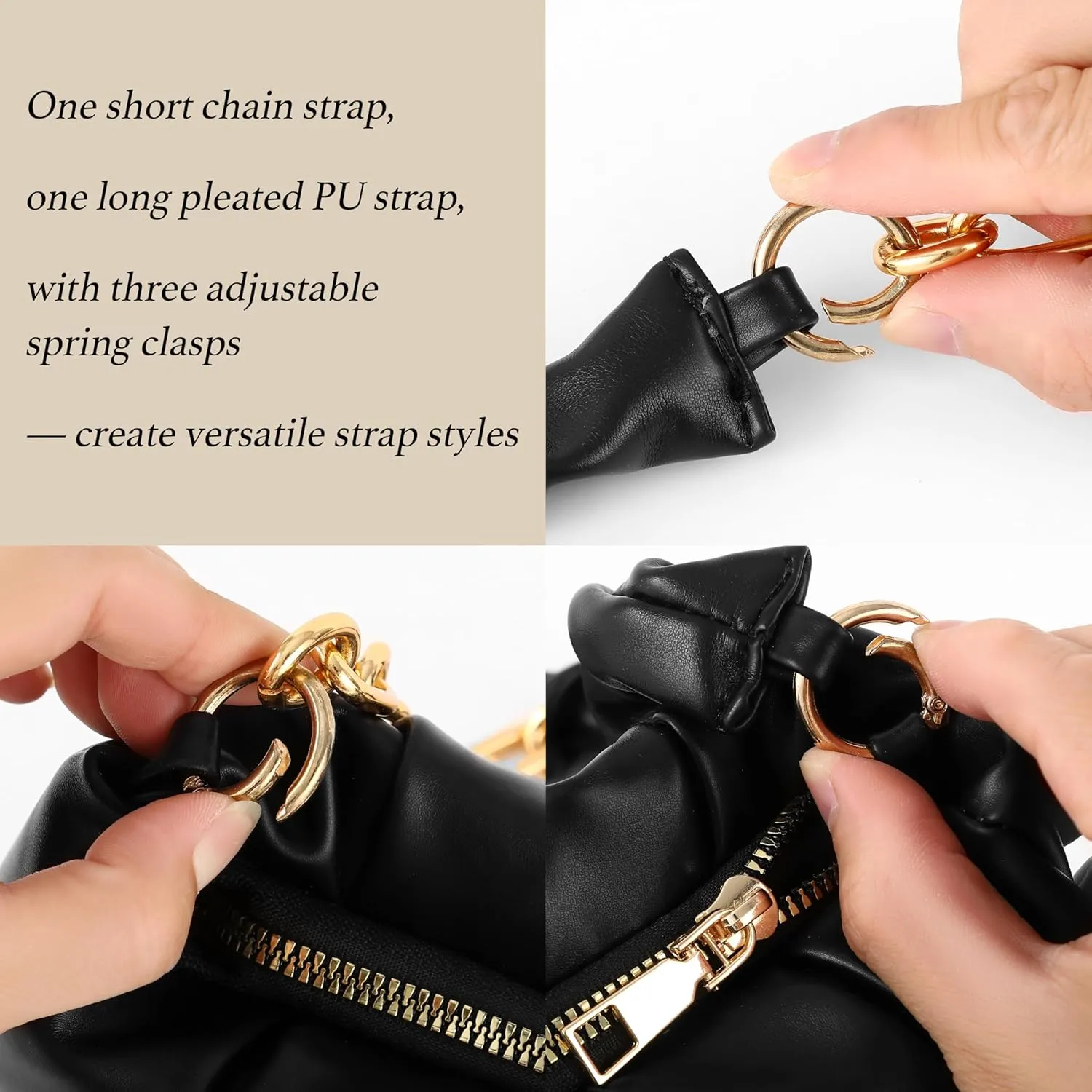 Clutch Purse for Women - Evening Small Shoulder Bag Anti Theft Removable Chain Adjustable Strap PU Handbag