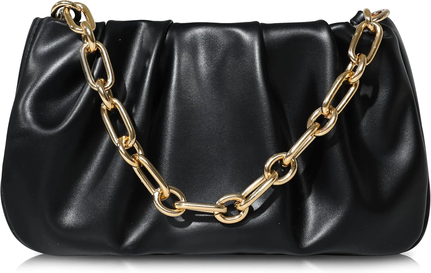 Clutch Purse for Women - Evening Small Shoulder Bag Anti Theft Removable Chain Adjustable Strap PU Handbag