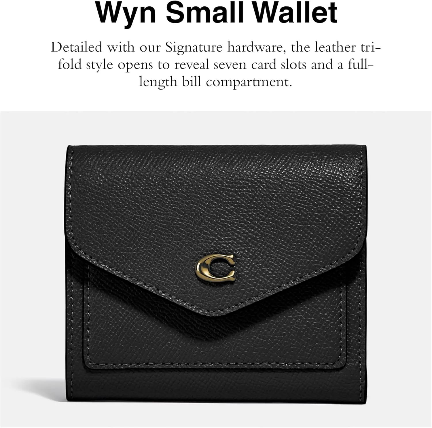 Coach Cross Grain Leather Wyn Small Wallet, Li/Black