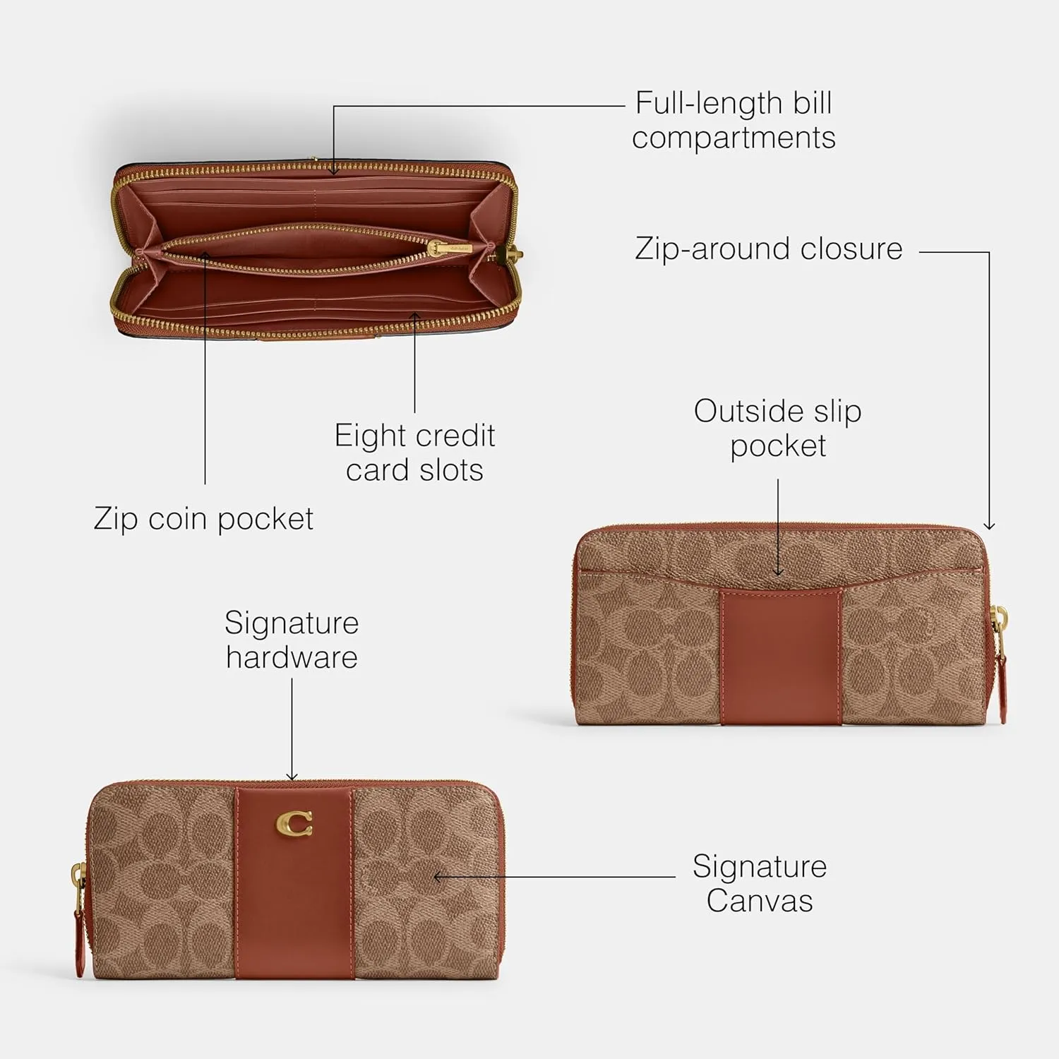 Coach Slim Accordion Zip