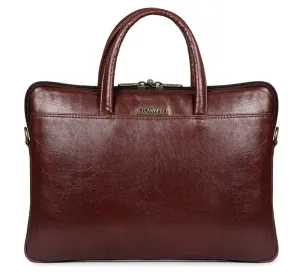 Coffee Laptop Messenger Bag - Faux Leather, Organizer Features | Padded Compartment for 14 inch Laptops