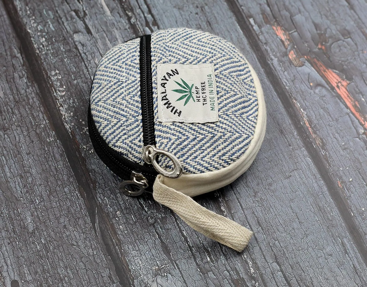 Coin Purse For Women Handmade Hemp Coin Pouch Eco friendly Hippie Boho Wallet Earphone holder (Blue)