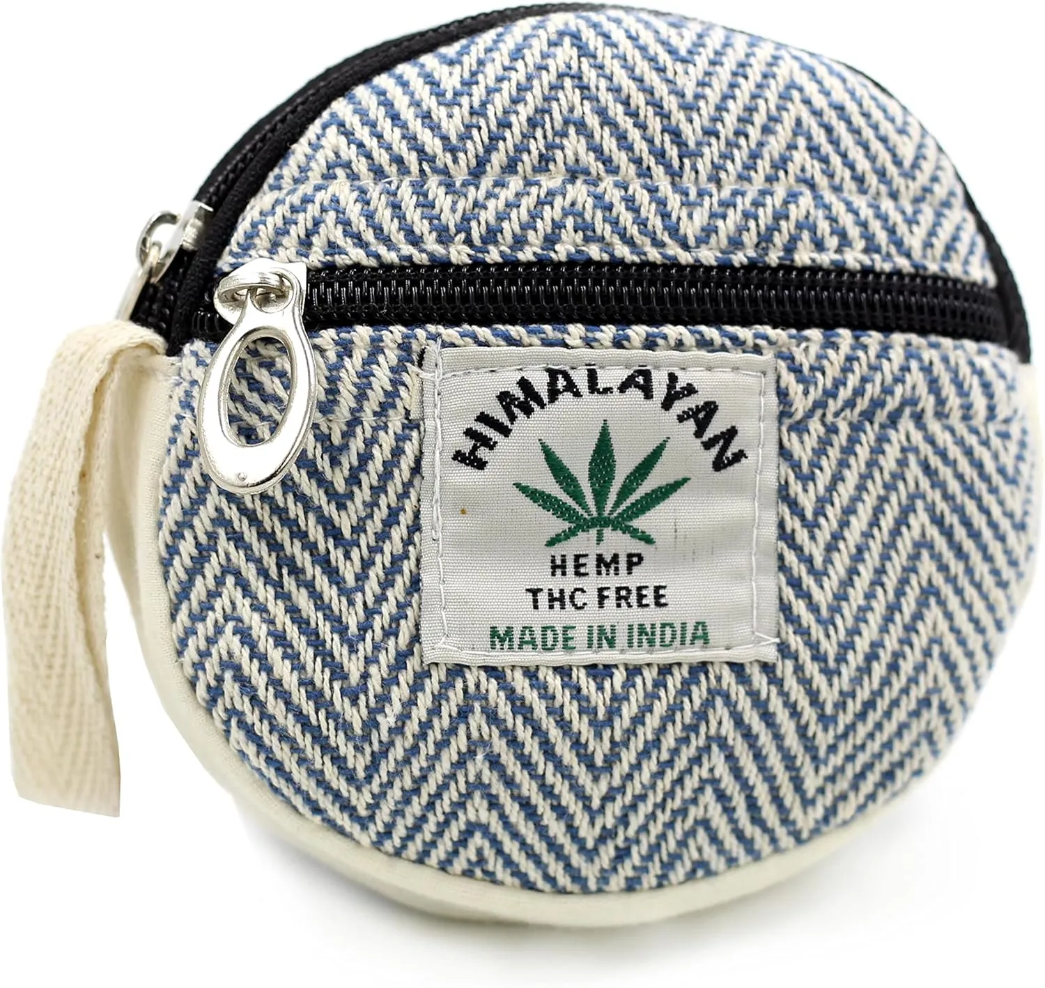 Coin Purse For Women Handmade Hemp Coin Pouch Eco friendly Hippie Boho Wallet Earphone holder (Blue)