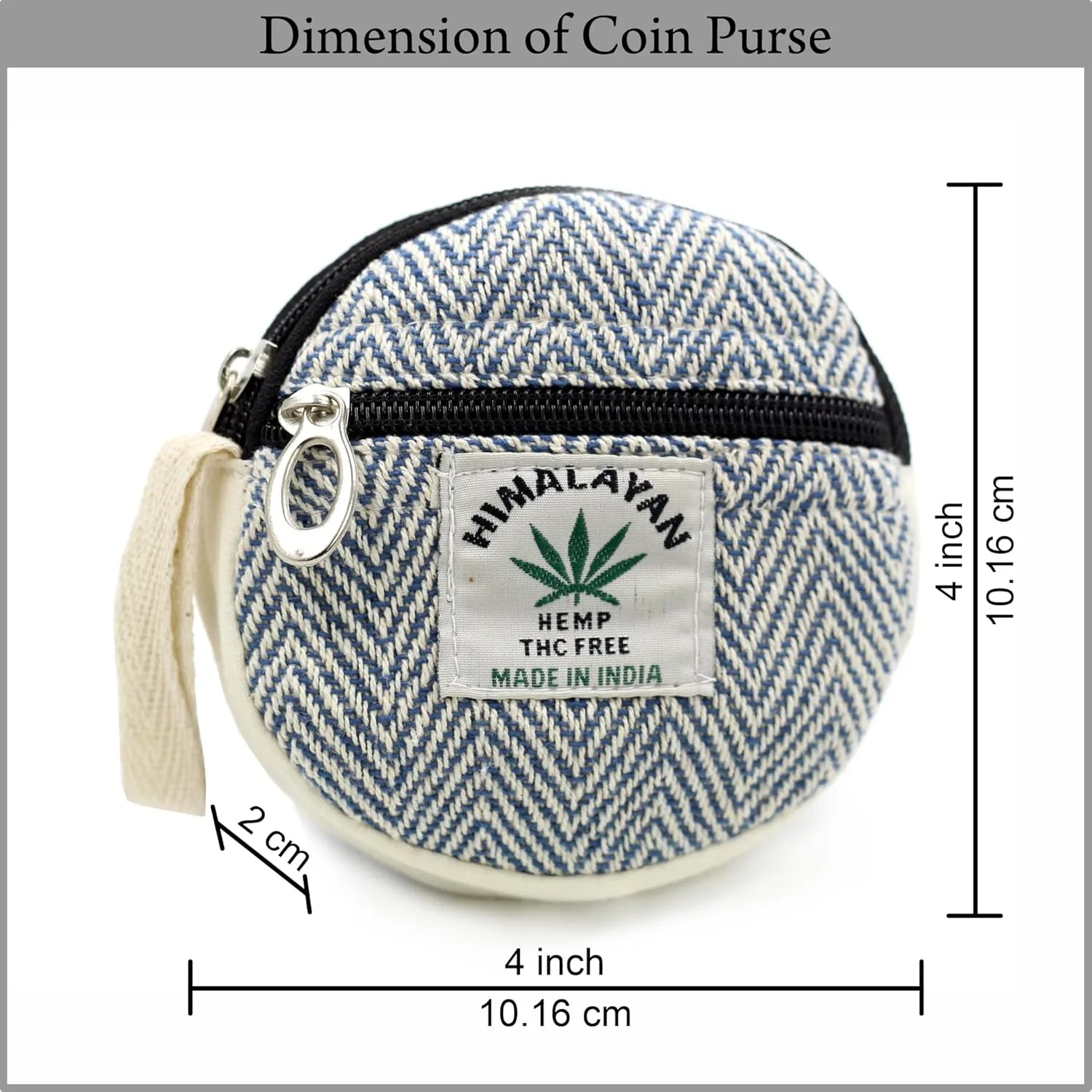 Coin Purse For Women Handmade Hemp Coin Pouch Eco friendly Hippie Boho Wallet Earphone holder (Blue)