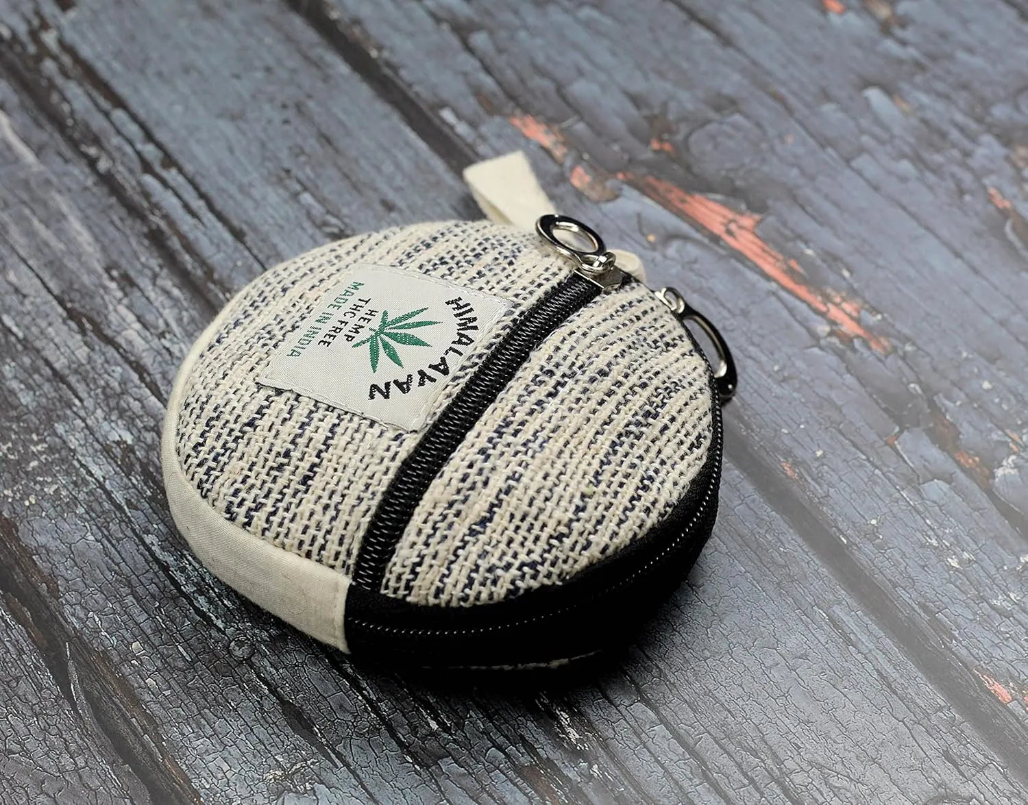 Coin Purse For Women Handmade Hemp Coin Pouch Eco friendly Hippie Boho Wallet Earphone holder (Dot Grey) (MF-HMP-009-DY)