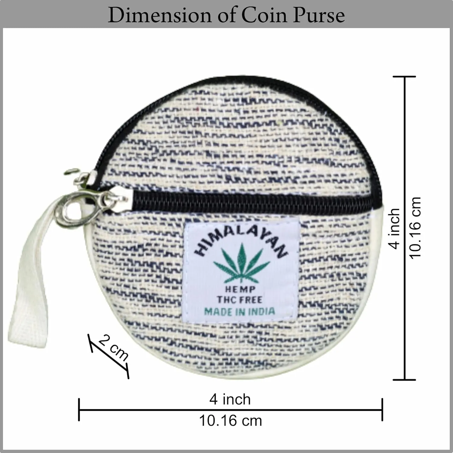 Coin Purse For Women Handmade Hemp Coin Pouch Eco friendly Hippie Boho Wallet Earphone holder (Dot Grey) (MF-HMP-009-DY)