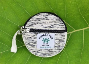 Coin Purse For Women Handmade Hemp Coin Pouch Eco friendly Hippie Boho Wallet Earphone holder (Dot Grey) (MF-HMP-009-DY)