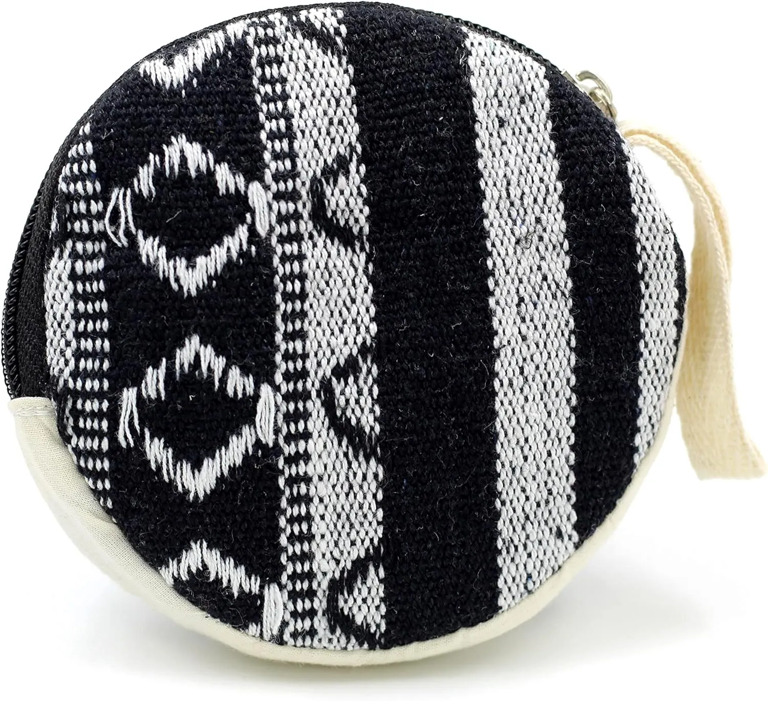 Coin Purse For Women Handmade Hemp Coin Pouch Eco friendly Hippie Boho Wallet Earphone holder (White and Black)
