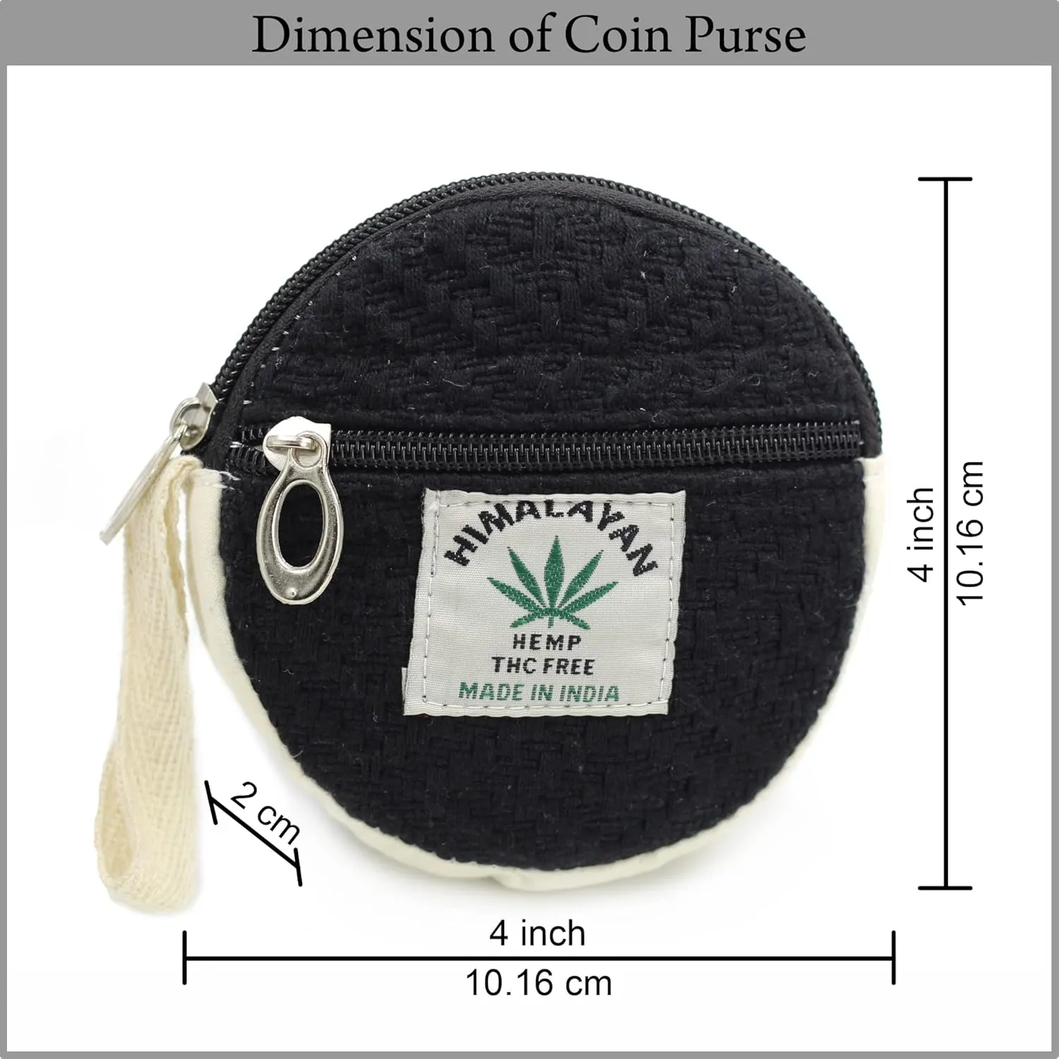 Coin Purse For Women Handmade Hemp Coin Pouch Hippie Boho Wallet Earphone holder (Black), MF-HMP-0033-BK, Standard Size