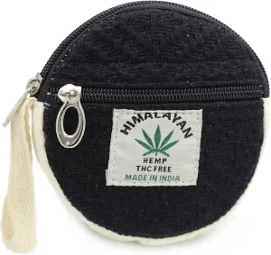 Coin Purse For Women Handmade Hemp Coin Pouch Hippie Boho Wallet Earphone holder (Black), MF-HMP-0033-BK, Standard Size