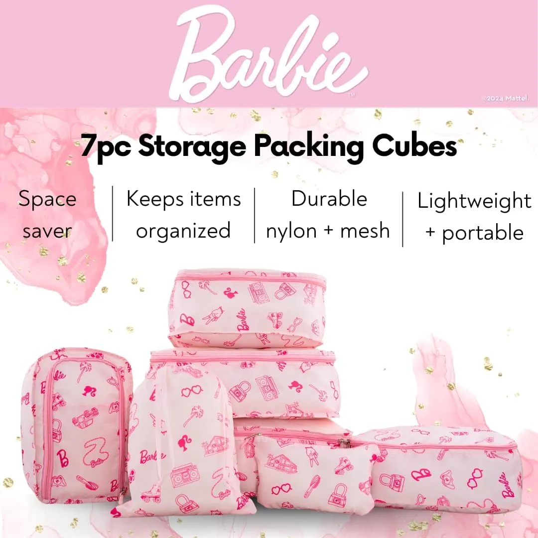 Collectibles Barbie Beauty 7 Piece Soft Storage Organization Packing Cubes Travel Set (Officially Licensed Product) By Franco