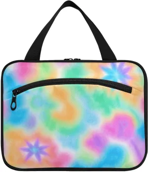 Color Tie-dye hanging makeup bag for women with hook, designer essentials quilted makeup bag for travel make up traveling porta cosmeticos mujer para cartera L