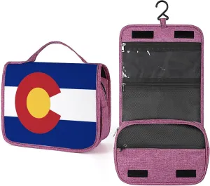 Colorado Flag,Travel Toiletry Hanging Bag Waterproof Bags,Flag of Colorado,Makeup bag Organizers, Cosmetic Travel-Sized Container,Large Capacity for Women,Blue Red White Yellow