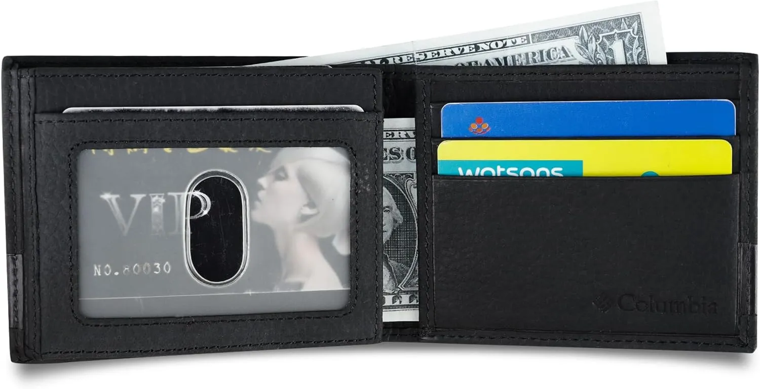 Columbia Men's Everyday Bifold Wallet-Multiple Card Slots, Id Window