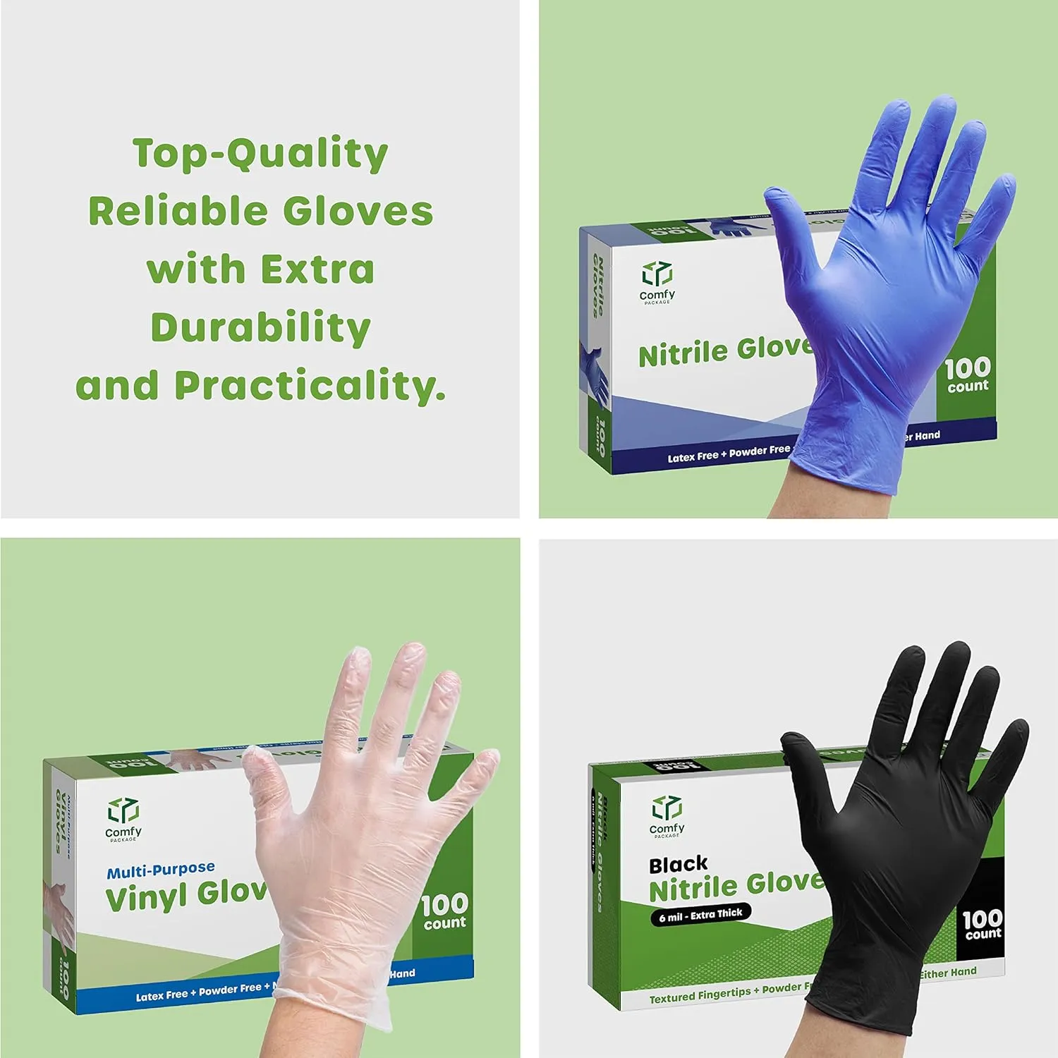 Comfy Package [100 Count 8 Mil HEAVY DUTY Disposable Orange Nitrile Gloves Heavy-Duty, Industrial, Diamond Texture