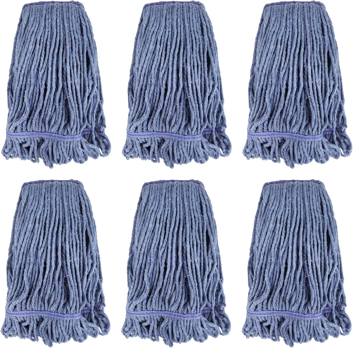 Commercial Heavy Duty Mop Heads Replacement for Rubbermaid: 6 Packs Industrial Wet Mop Head for Floor Cleaning - Commercial Products Looped End String Head Refills