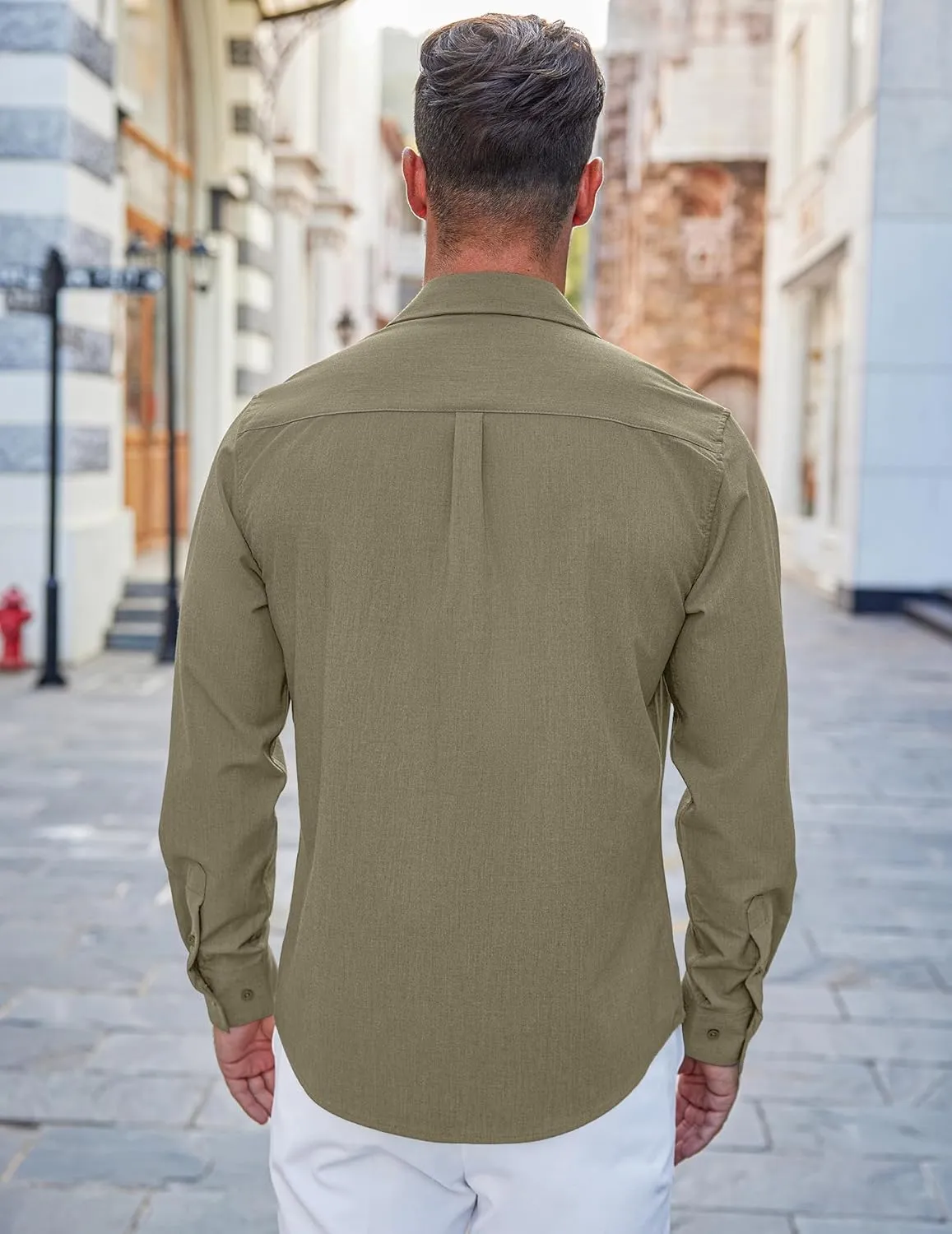COOFANDY Men's Casual Button Down Shirts Long Sleeve Untucked Shirts Regular Fit Linen Shirt