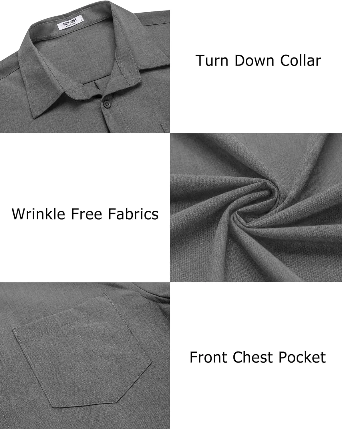 COOFANDY Men's Casual Button Down Shirts Long Sleeve Untucked Shirts Regular Fit Linen Shirt