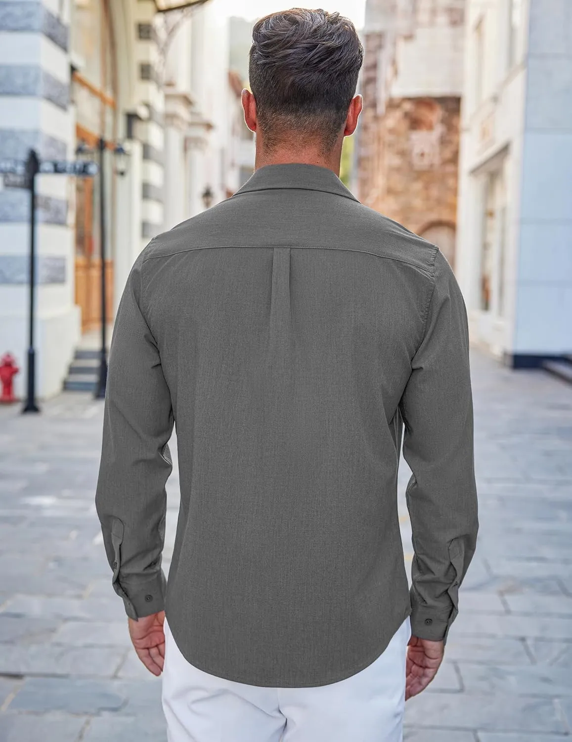 COOFANDY Men's Casual Button Down Shirts Long Sleeve Untucked Shirts Regular Fit Linen Shirt