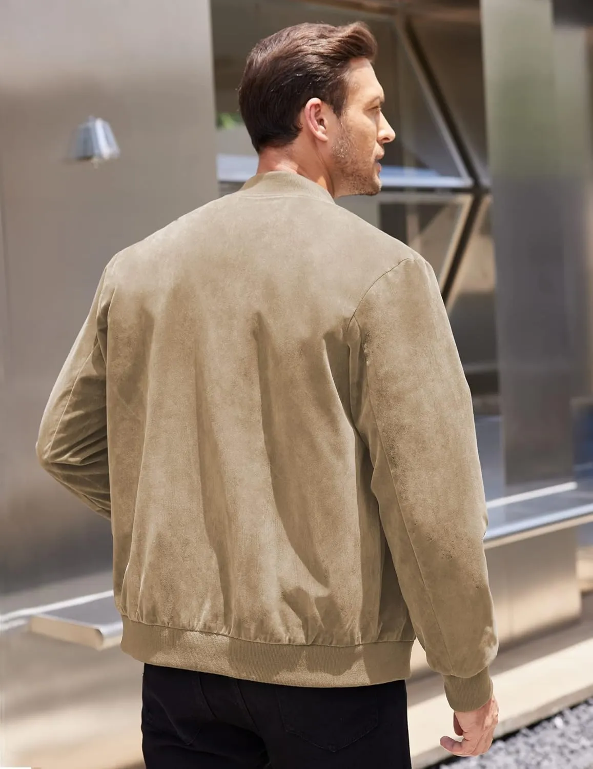 COOFANDY Men's Casual Varsity Jacket Vintage Lightweight Suede Bomber Jackets