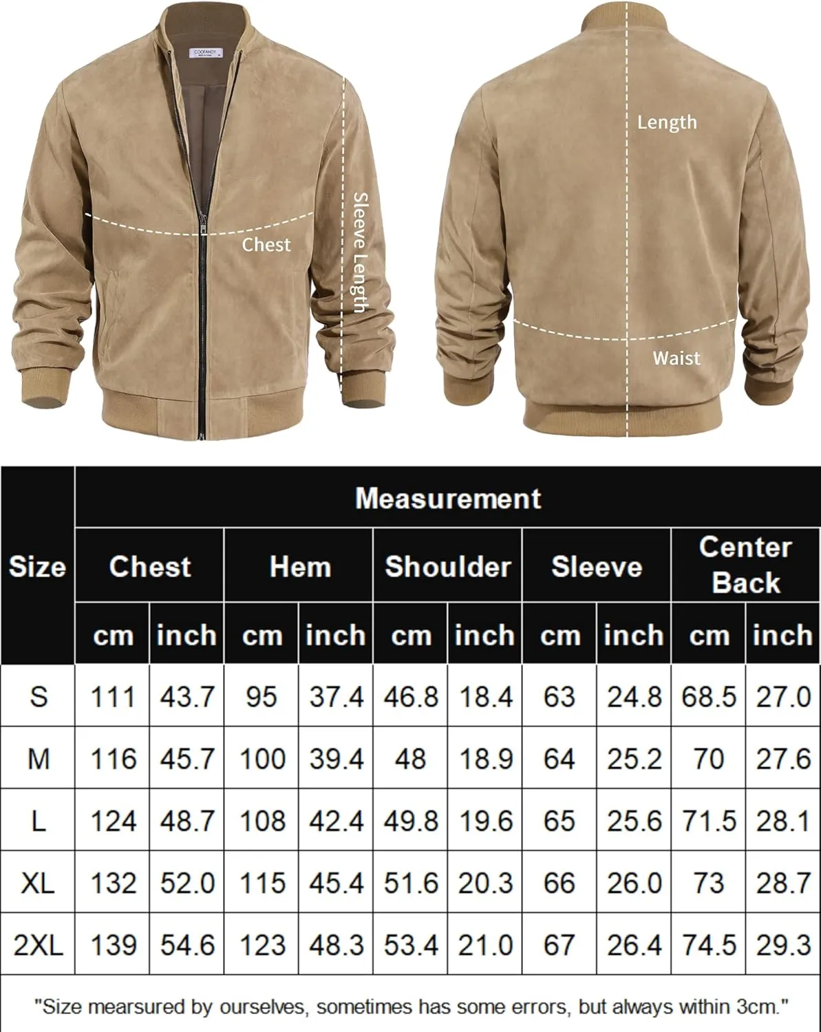 COOFANDY Men's Casual Varsity Jacket Vintage Lightweight Suede Bomber Jackets
