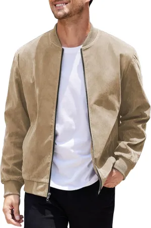 COOFANDY Men's Casual Varsity Jacket Vintage Lightweight Suede Bomber Jackets