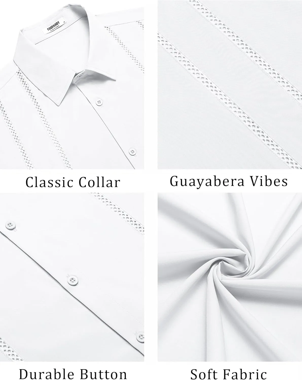 COOFANDY Men's Cuban Guayabera Shirt Summer Beach Vacation Shirt Casual Short Sleeve Button Down Resort Wear