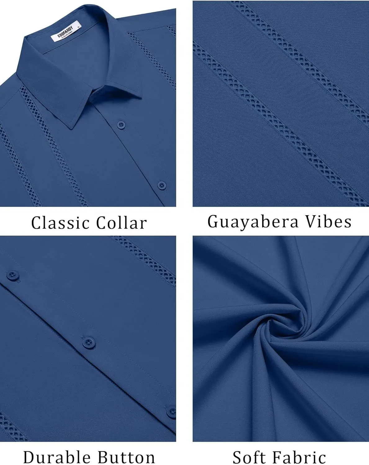COOFANDY Men's Cuban Guayabera Shirt Summer Beach Vacation Shirt Casual Short Sleeve Button Down Resort Wear