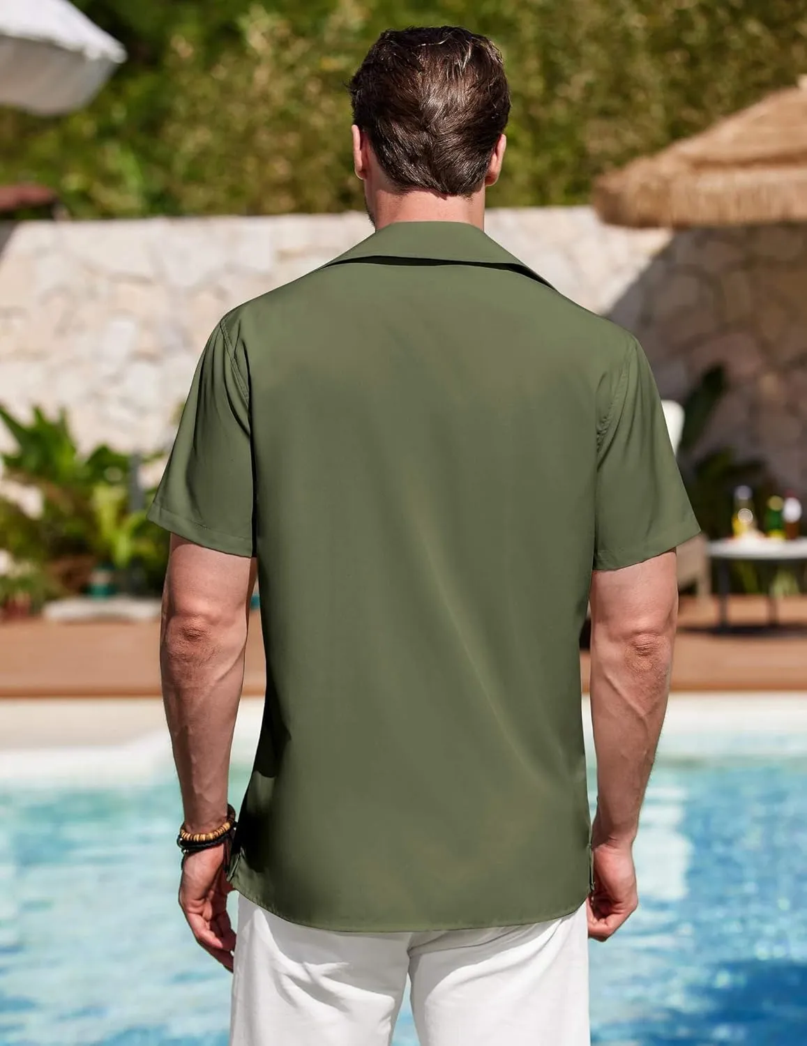 COOFANDY Men's Cuban Guayabera Shirt Summer Beach Vacation Shirt Casual Short Sleeve Button Down Resort Wear