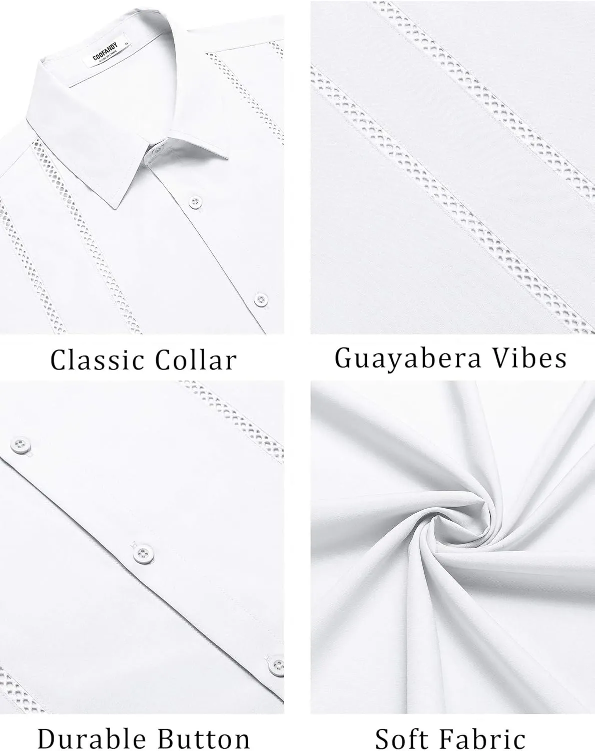COOFANDY Men's Cuban Guayabera Shirt Summer Beach Vacation Shirt Casual Short Sleeve Button Down Resort Wear