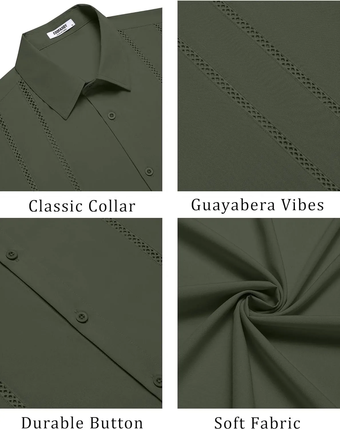 COOFANDY Men's Cuban Guayabera Shirt Summer Beach Vacation Shirt Casual Short Sleeve Button Down Resort Wear