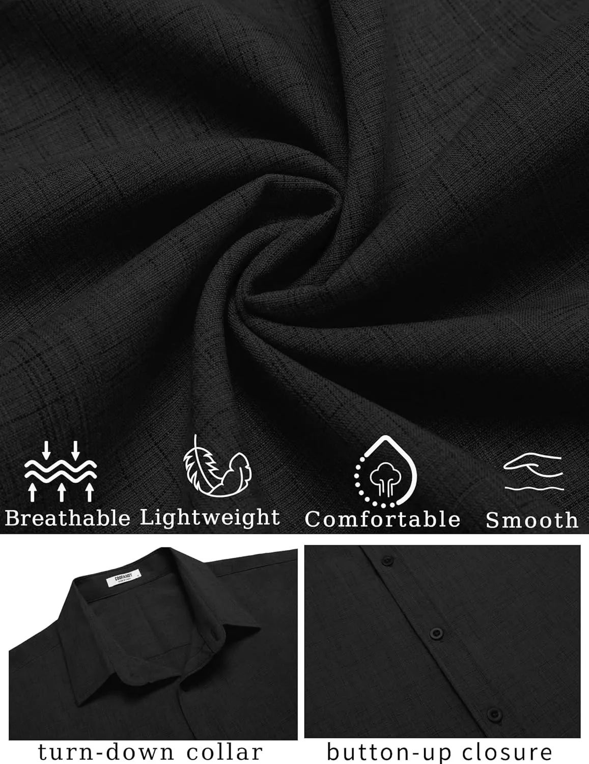 COOFANDY Mens Linen Shirt Casual Short Sleeve Button Down Shirt Summer Beach Vacation Wedding Wear
