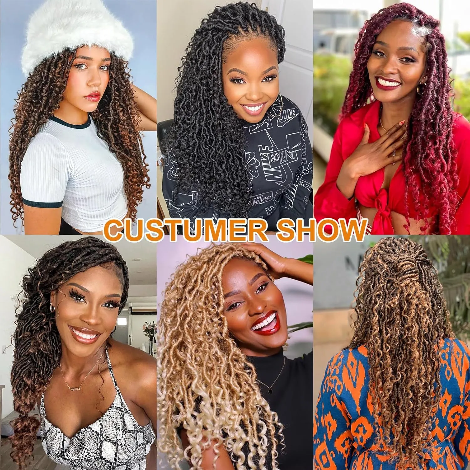 COOKOO 24 Inch 8 PCS Pre-Curled Goddess Faux Locs Crochet Hair With Curly Ends - Bohemian River Locs Braids for Women, Ombre Brown Hippie Synthetic Crochet Braids T30#