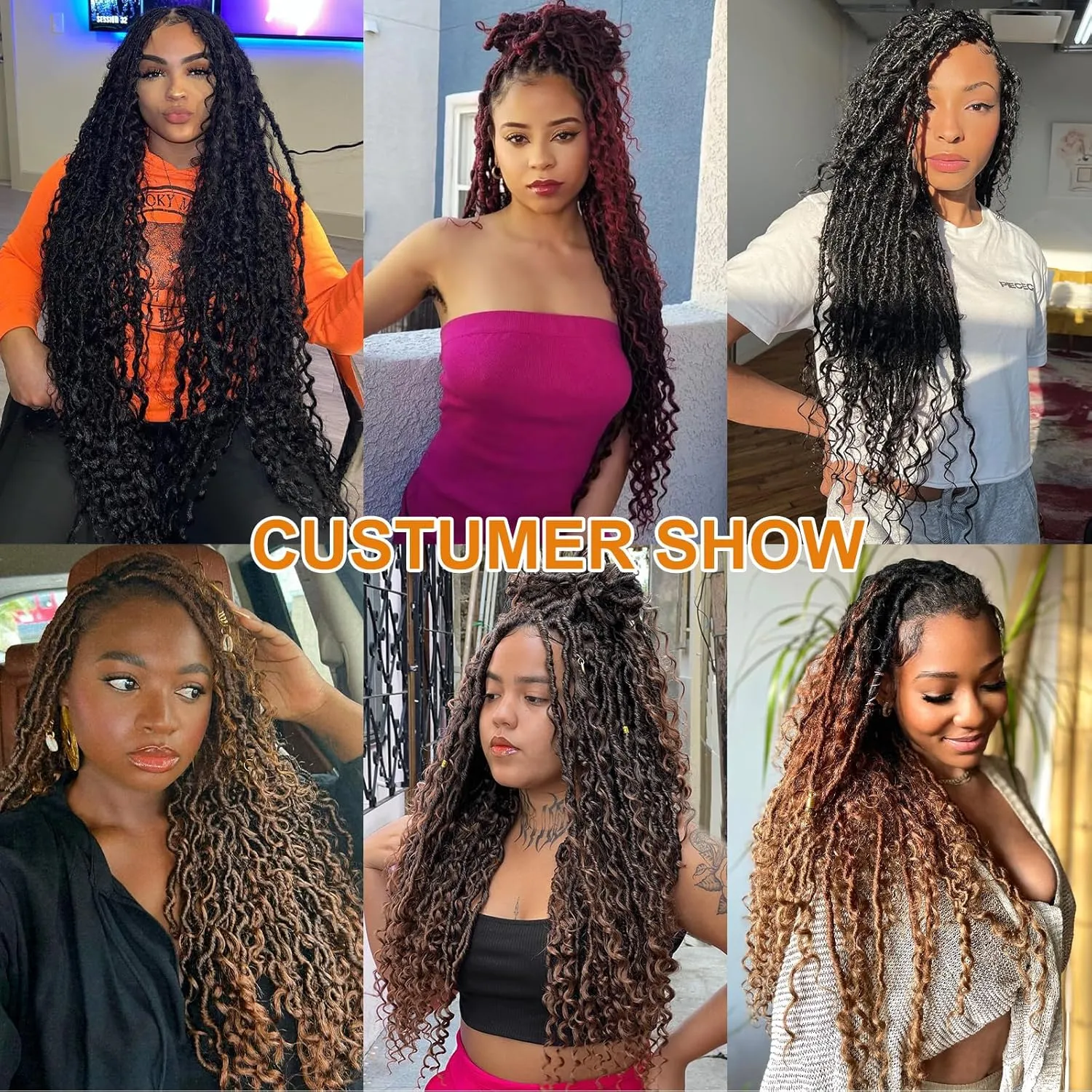 COOKOO 30 Inch Goddess Locs Crochet Hair 8 Packs Ombre Brown Faux Locs Crochet Hair for Women Synthetic River Locs Crochet Hair Pre Looped Bohemian Hippie Locs Hair Extensions T30#