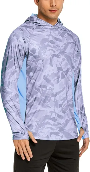 COOrun Men's Hooded Sun Shirts with Mask Fishing Shirts for Men Long Sleeve UPF 50 Rash Guards Cooling Hoodies Hiking Shirts
