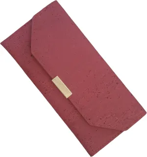 Cork RFID Threefold Wallet Natural Cork zipper women wallet purse Eco Friendly Gift Vegan pouch (Red)
