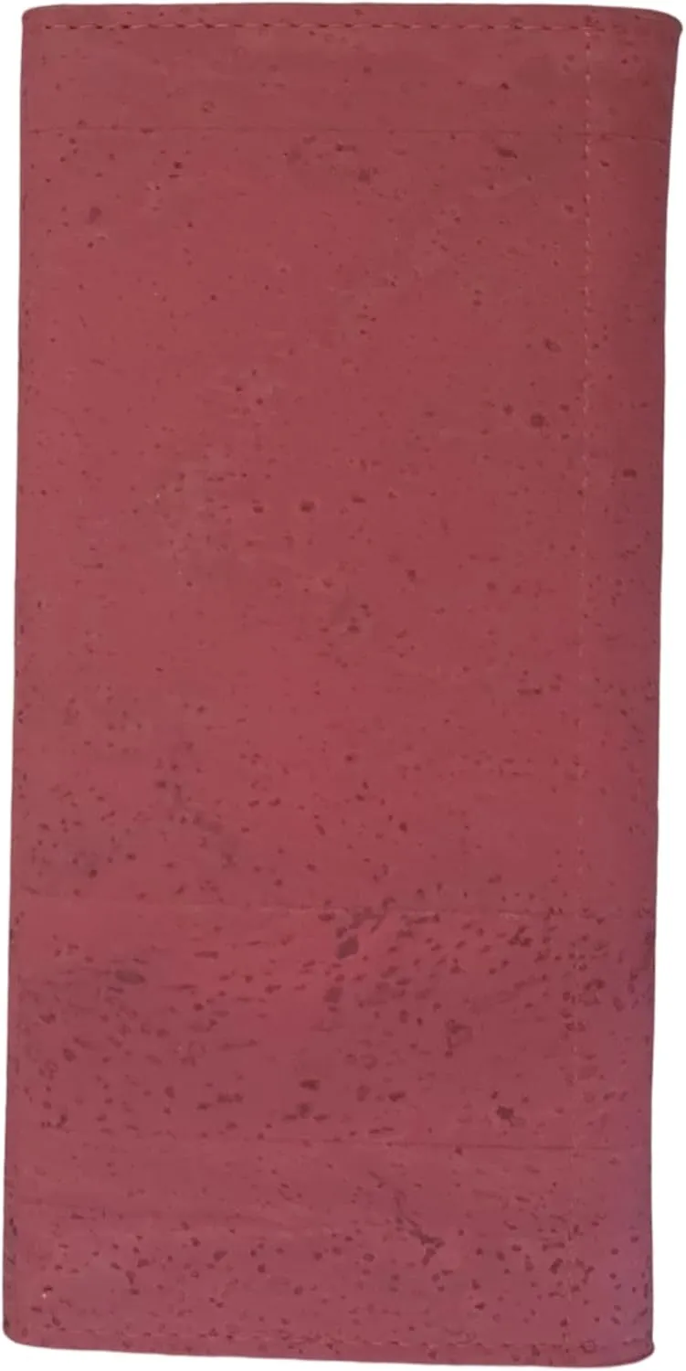 Cork RFID Threefold Wallet Natural Cork zipper women wallet purse Eco Friendly Gift Vegan pouch (Red)
