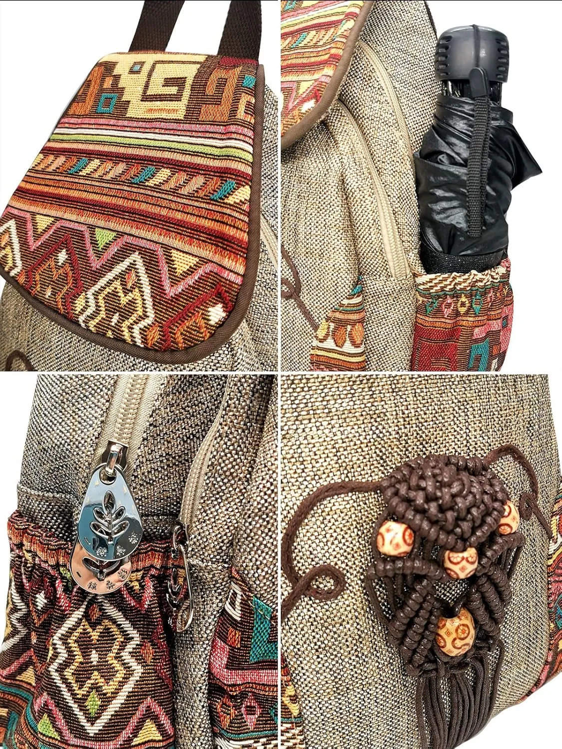 Cotton Small Backpack Purse Fashion Hand Knitting Mini Casual Chest Bag for Women(bohemian)