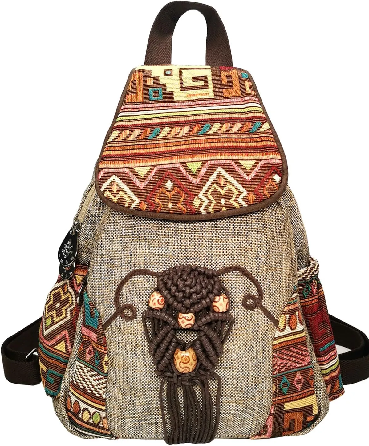Cotton Small Backpack Purse Fashion Hand Knitting Mini Casual Chest Bag for Women(bohemian)