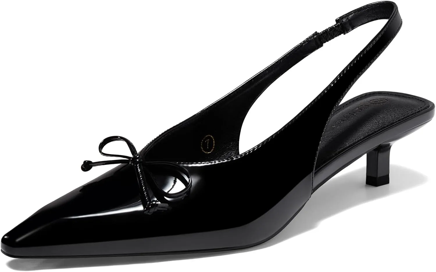 Coutgo Womens Slingback Kitten Low Heels Dress Shoes Closed Pointed Toe Bow Tie Slip on Office Work Pumps