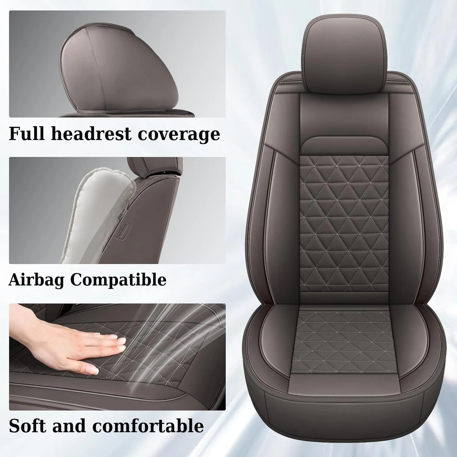 Coverado Ram Seat Covers, Waterproof RAM 1500 Seat Covers - Compatible with Ram 2002-2024 Vehicles (1500, 2500, 3500) - Curved Bench Seat, Ram 1500 Accessories (Front, Coffee)