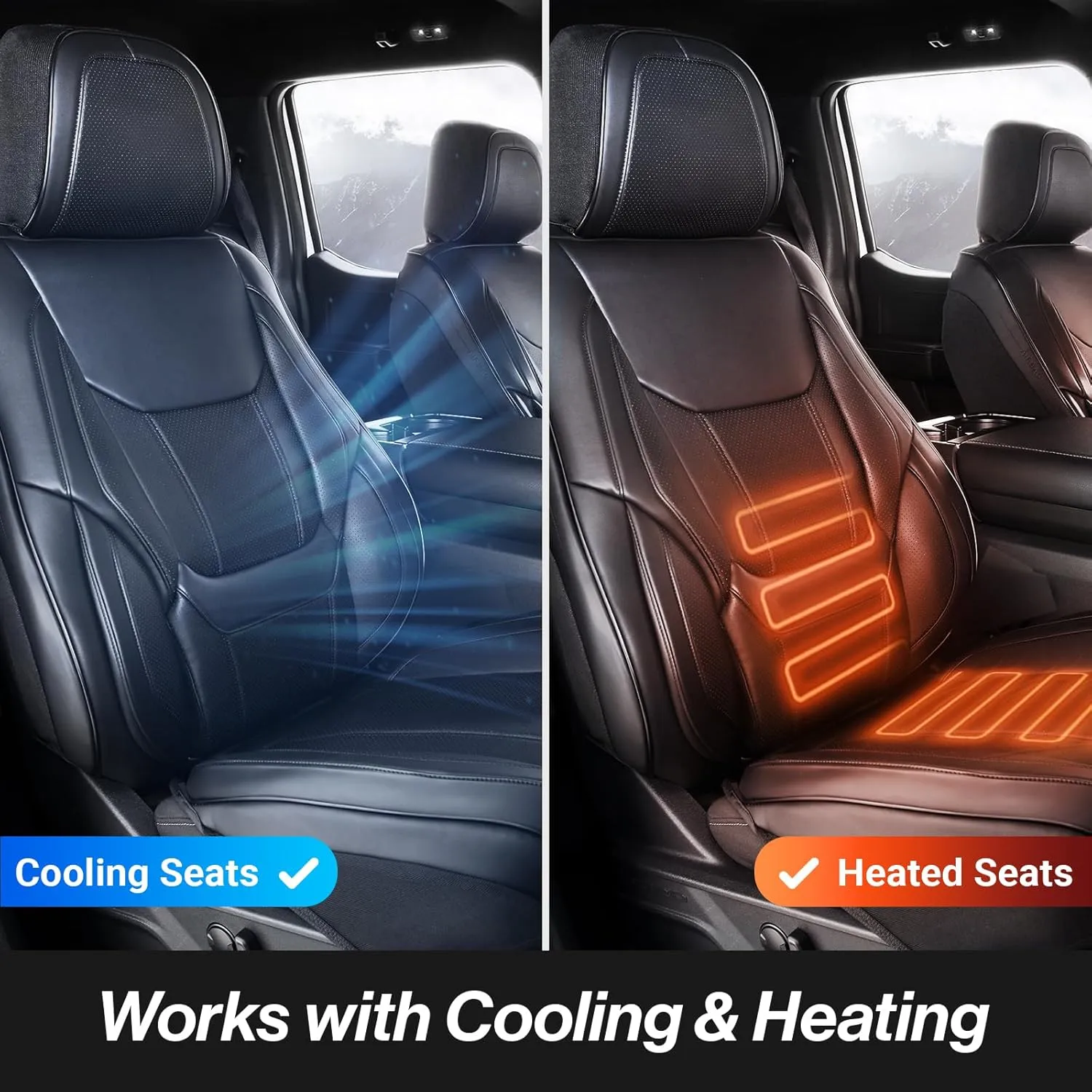 Coverland Custom Car Seat Covers Compatible with Kona EV, CR-V, CR-V Hybrid - Premium Leather Non-Slip Memory Foam Waterproof Custom Interior Protector Full Set-Black [See Size Chart-Size X19]