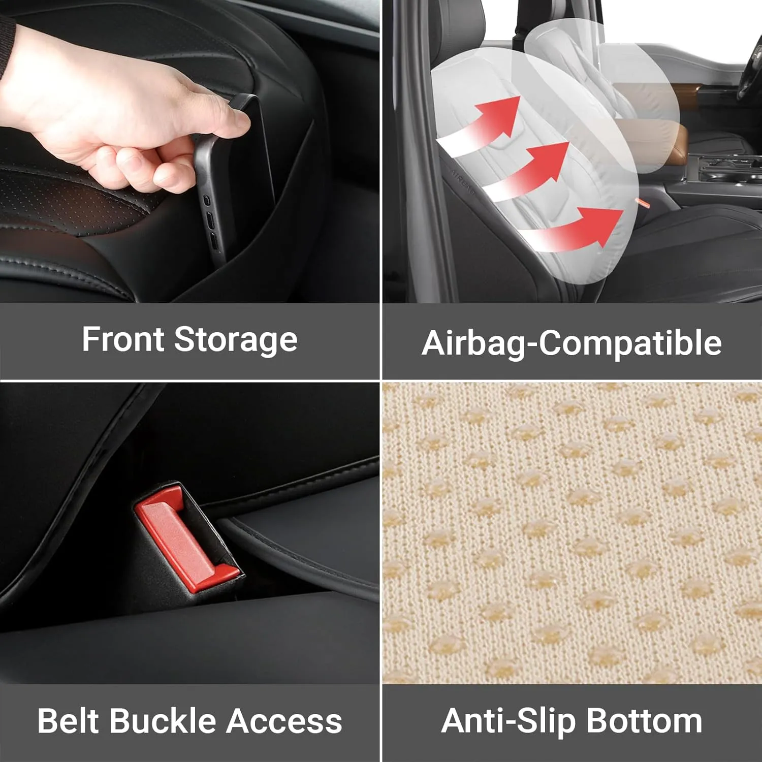 Coverland Custom Car Seat Covers Compatible with Kona EV, CR-V, CR-V Hybrid - Premium Leather Non-Slip Memory Foam Waterproof Custom Interior Protector Full Set-Black [See Size Chart-Size X19]
