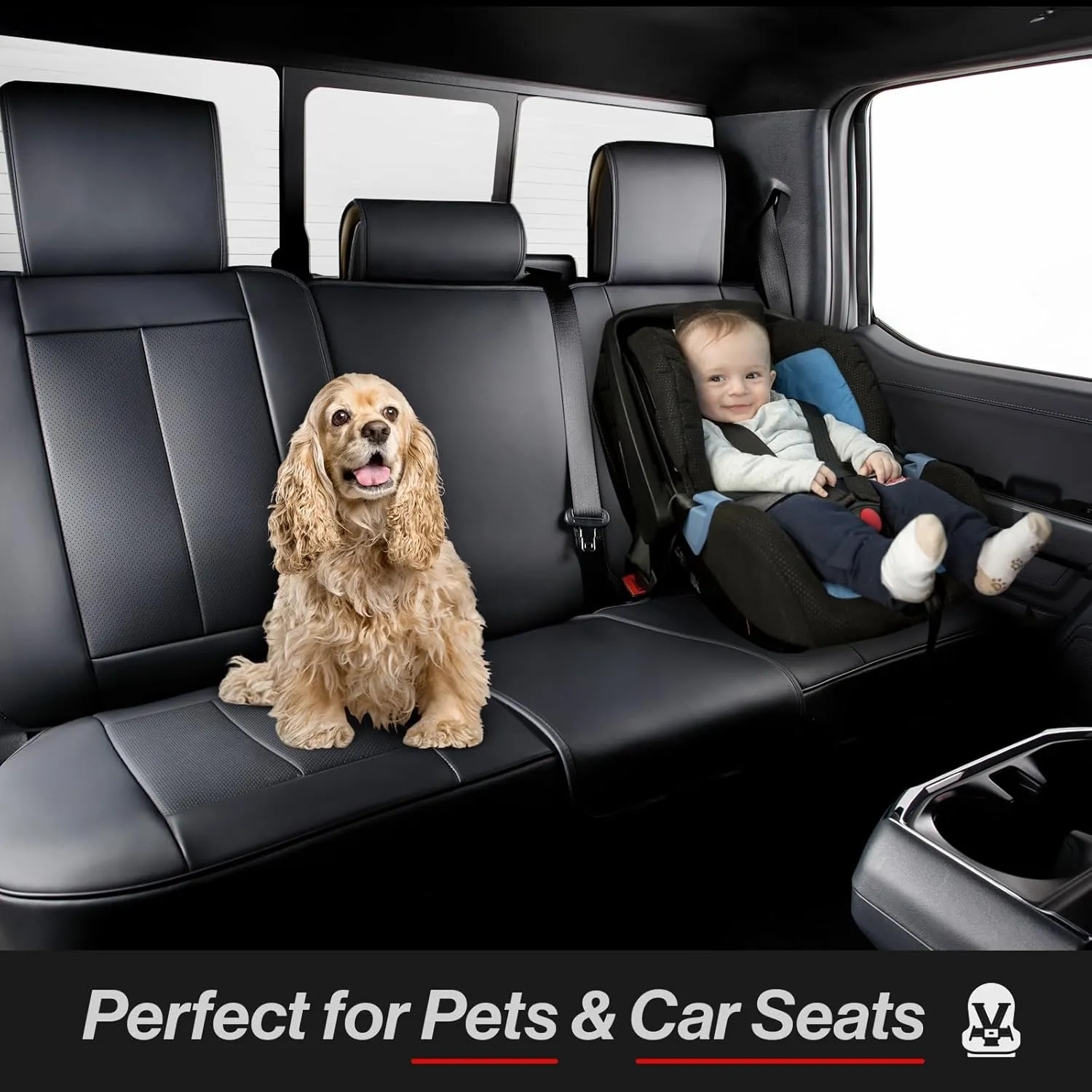 Coverland Custom Car Seat Covers Compatible with Kona EV, CR-V, CR-V Hybrid - Premium Leather Non-Slip Memory Foam Waterproof Custom Interior Protector Full Set-Black [See Size Chart-Size X19]