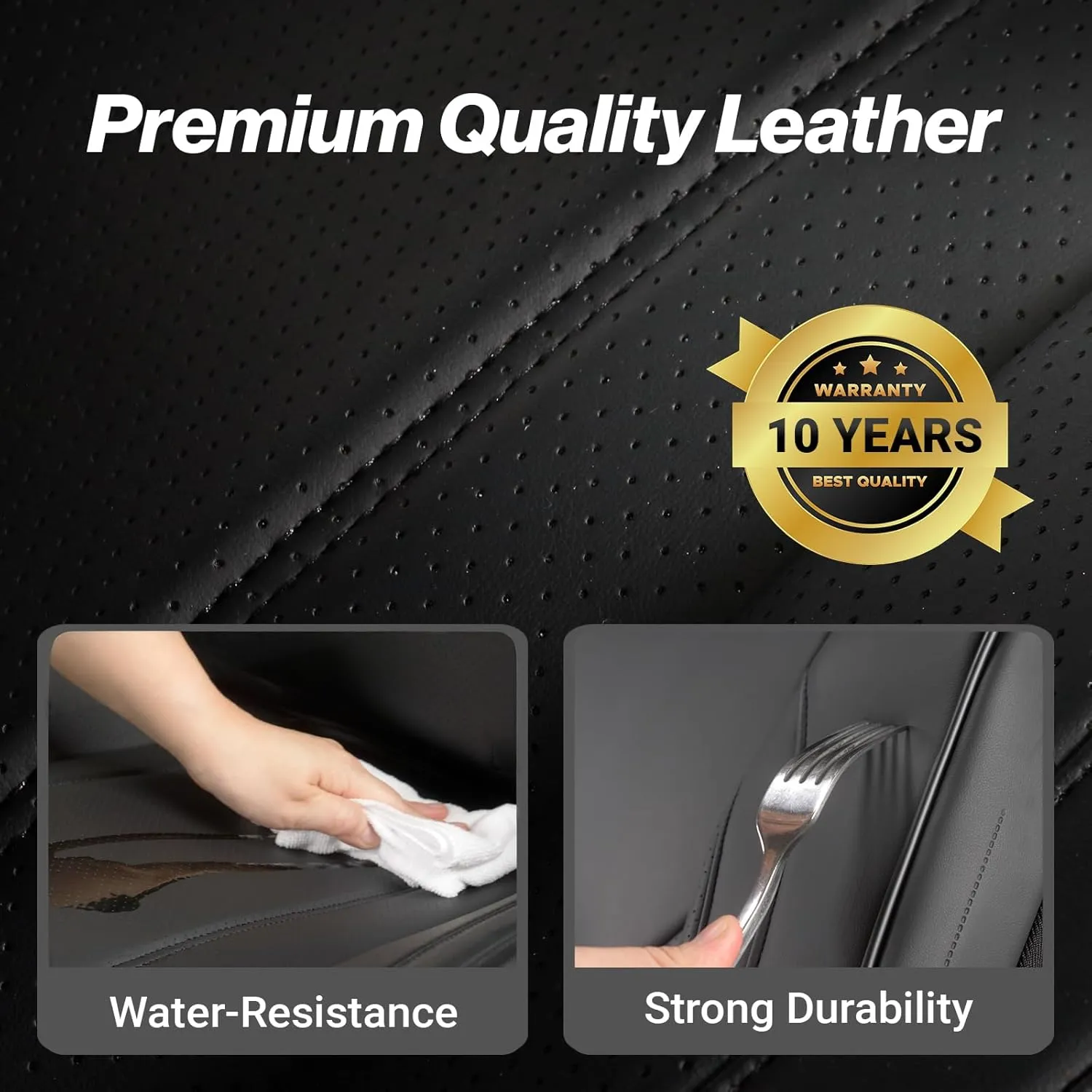 Coverland Custom Car Seat Covers Compatible with Kona EV, CR-V, CR-V Hybrid - Premium Leather Non-Slip Memory Foam Waterproof Custom Interior Protector Full Set-Black [See Size Chart-Size X19]