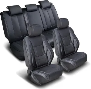Coverland Custom Car Seat Covers Compatible with Kona EV, CR-V, CR-V Hybrid - Premium Leather Non-Slip Memory Foam Waterproof Custom Interior Protector Full Set-Black [See Size Chart-Size X19]