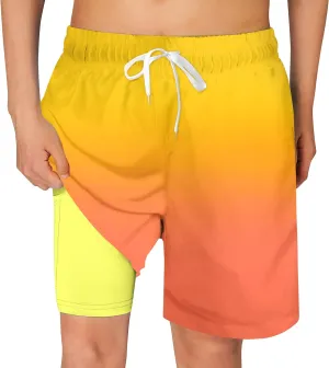 Cozople Boys Swim Trunks Quick Dry Compression Liner Swim Shorts Summer Bathing Suit with Inner Pocket Swimwear 7-20T