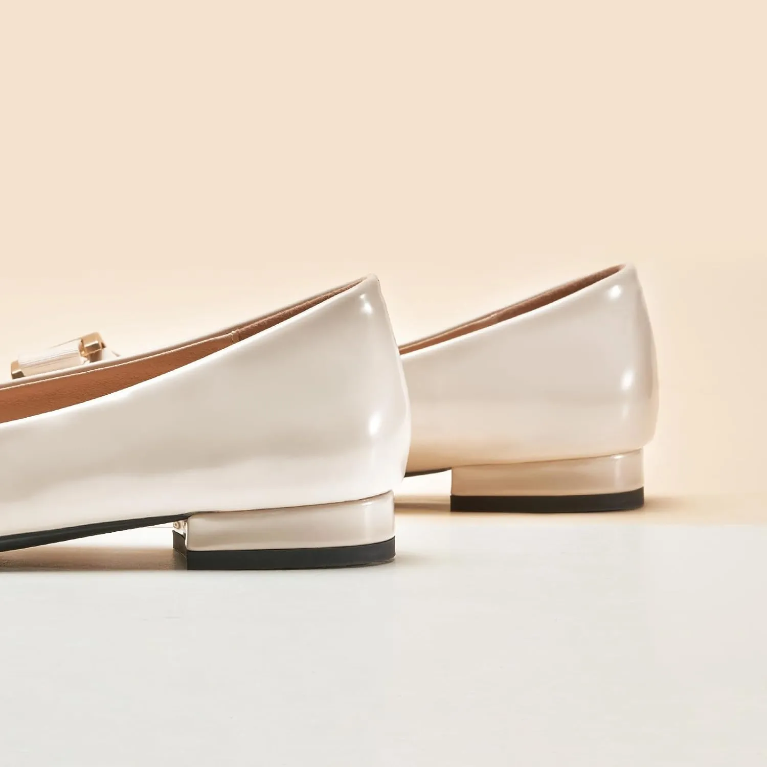 C.Paravano Women's Ballet Flats | Round Toe Bow Accent Shoes with Metallic Buckle | Soft Leather Slip-Ons for Work Commute, Office & Date Nights，Evening Events, Business Travel & Dating