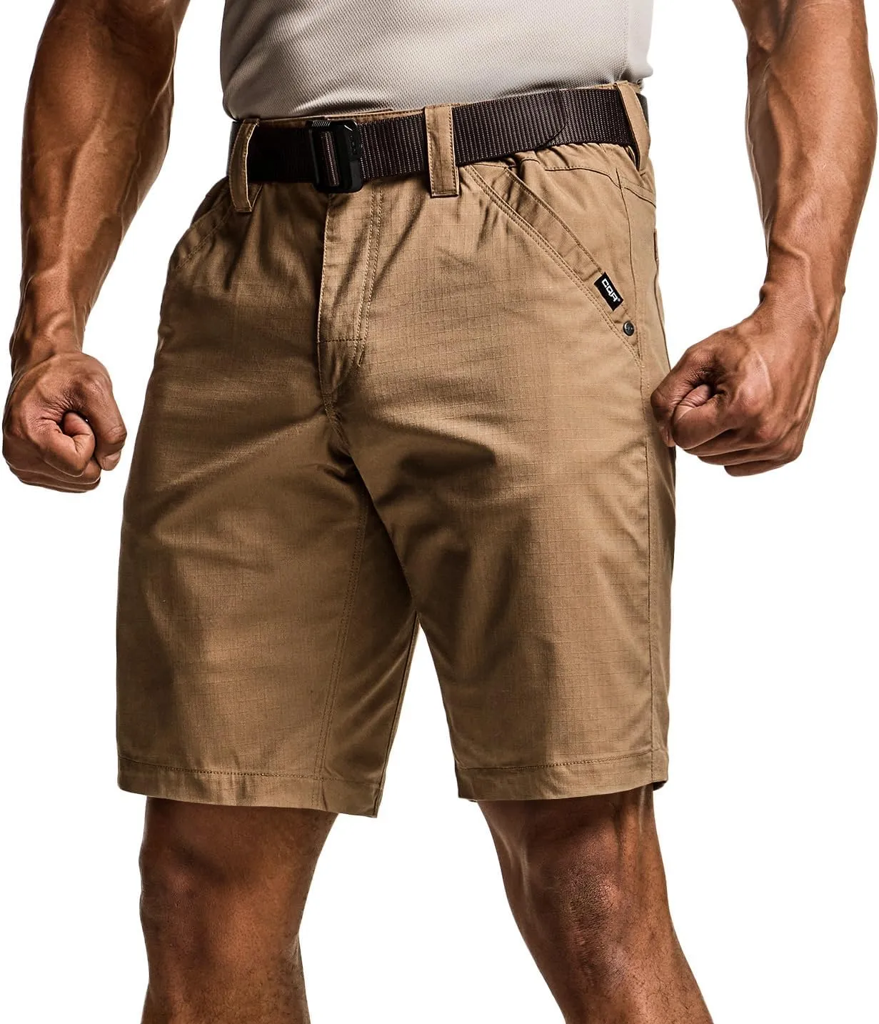 CQR Men's Flex Casual Cargo Shorts, Lightweight Water Resistant Golf Shorts, Stretch Tactical Work Shorts with Multi-Pocket