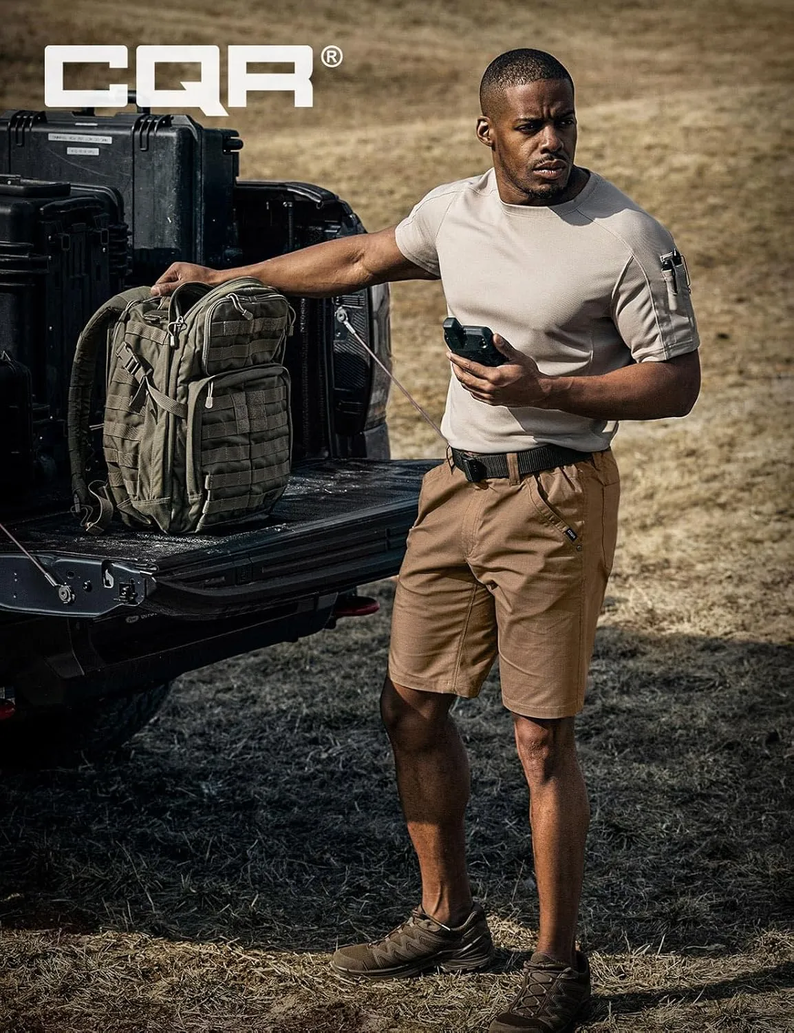 CQR Men's Flex Casual Cargo Shorts, Lightweight Water Resistant Golf Shorts, Stretch Tactical Work Shorts with Multi-Pocket